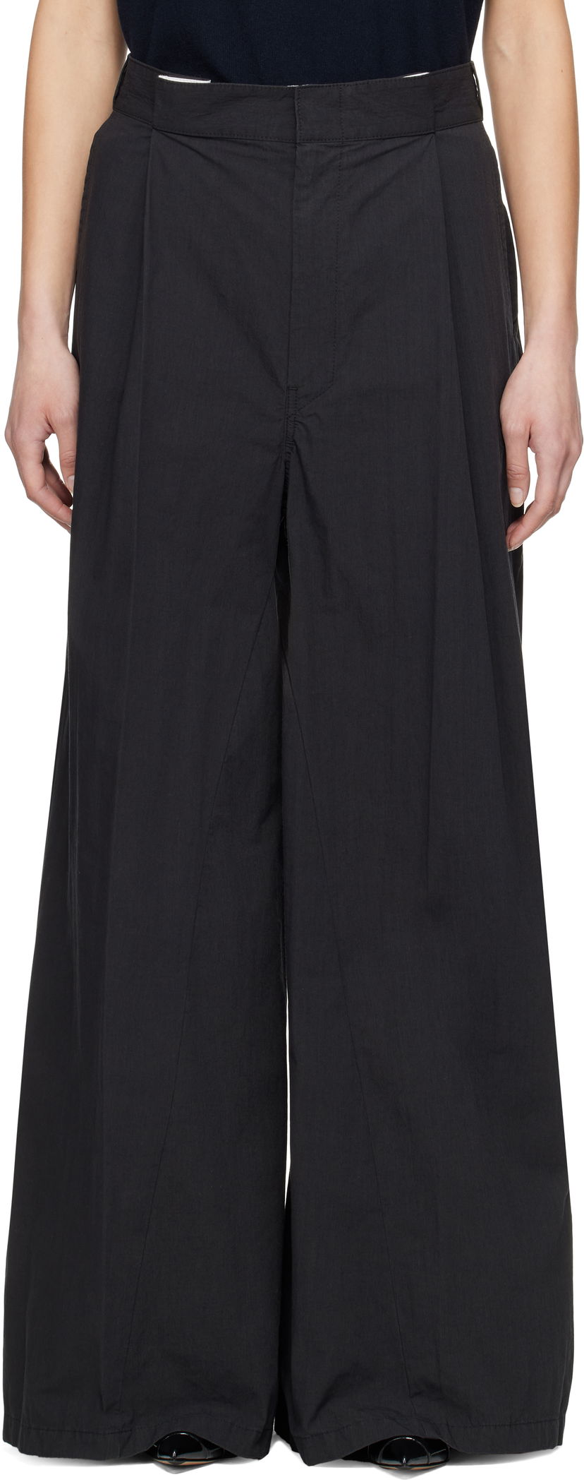 Byxor Maison Margiela Maison Margiela Pleated Wide-Leg Trousers Svart | S51KA0601 M35289