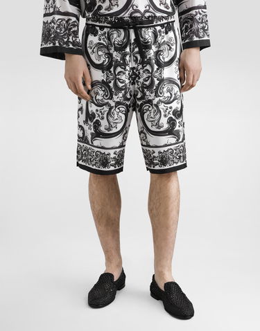 Shorts Dolce & Gabbana Dolce & Gabbana Majolica Print Silk Twill Shorts Vit | GV37ATHI1S6HX5DQ, 3
