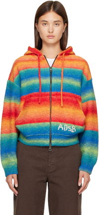 Full-Zip Striped Knit Hoodie with ADSB Embroidery