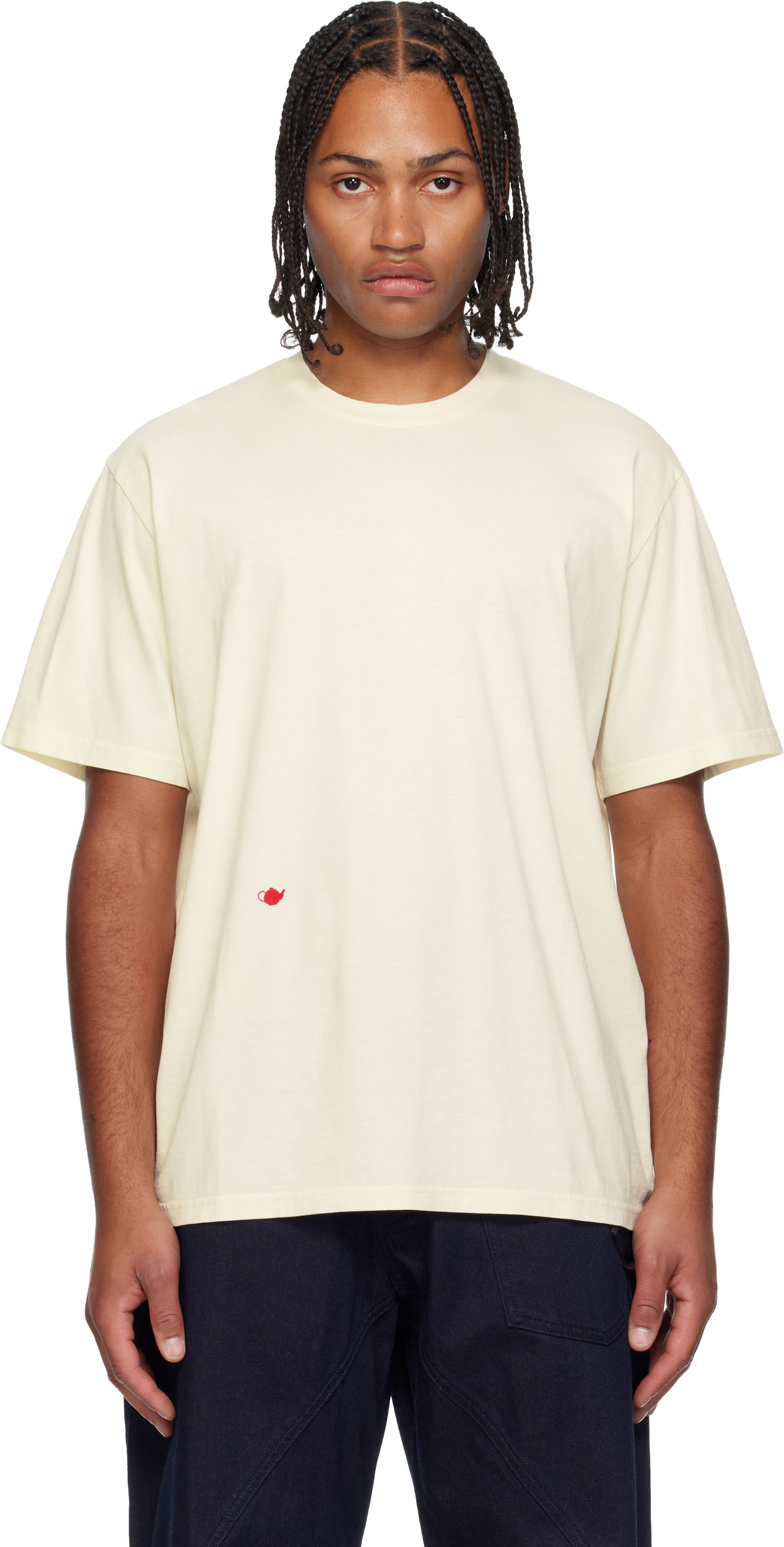 T-shirt JW Anderson JW Anderson Teapot Embroidery T-shirt Beige | JT0300-PG1800, 0