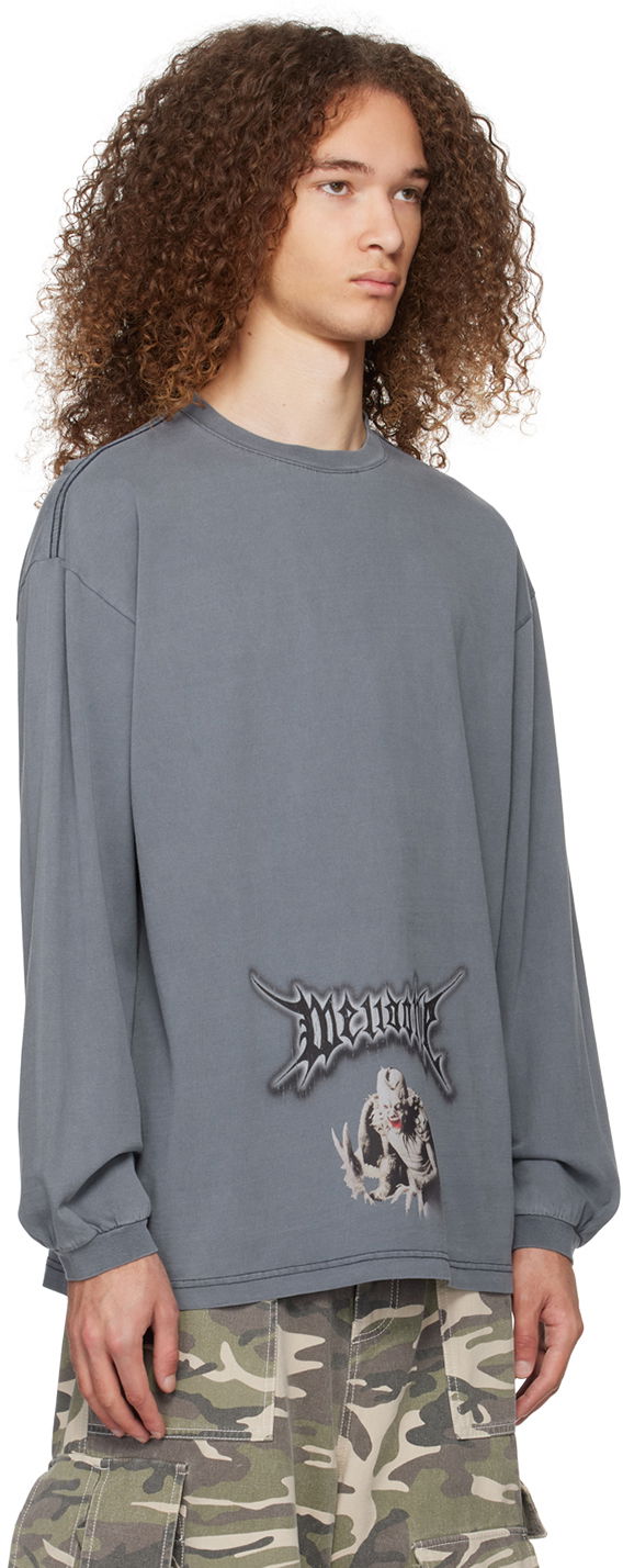 T-shirt We11done Monster Graphic Long Sleeve T-Shirt Blå | WD-TT0-24-718-U-NV, 1