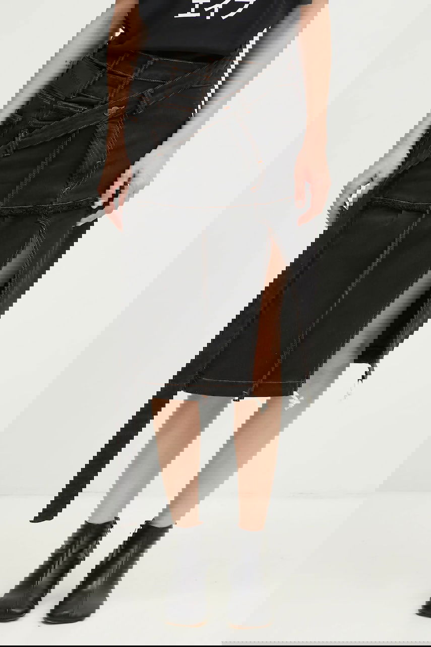 Kjol Ottolinger Ottolinger Signature Wrap Denim Midi A-Line Skirt Svart | 2217040111, 0