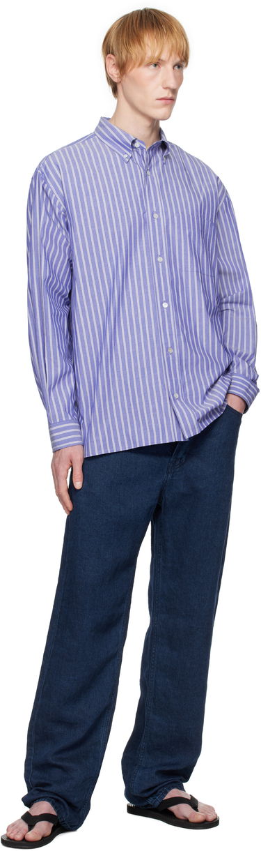 Skjorta The Row The Row Bresson Striped Button-Down Shirt Blå | 916-W3584, 3