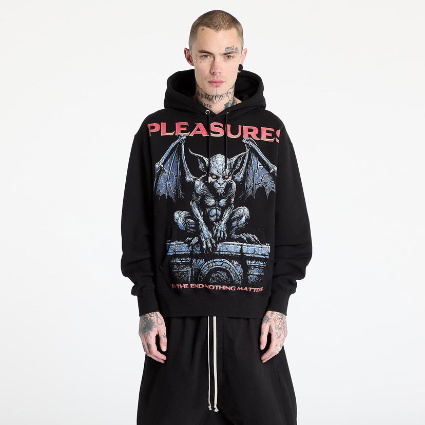Sweatshirt Pleasures PLEASURES Gargoyle Hoodie Svart | P25SP015 BLACK