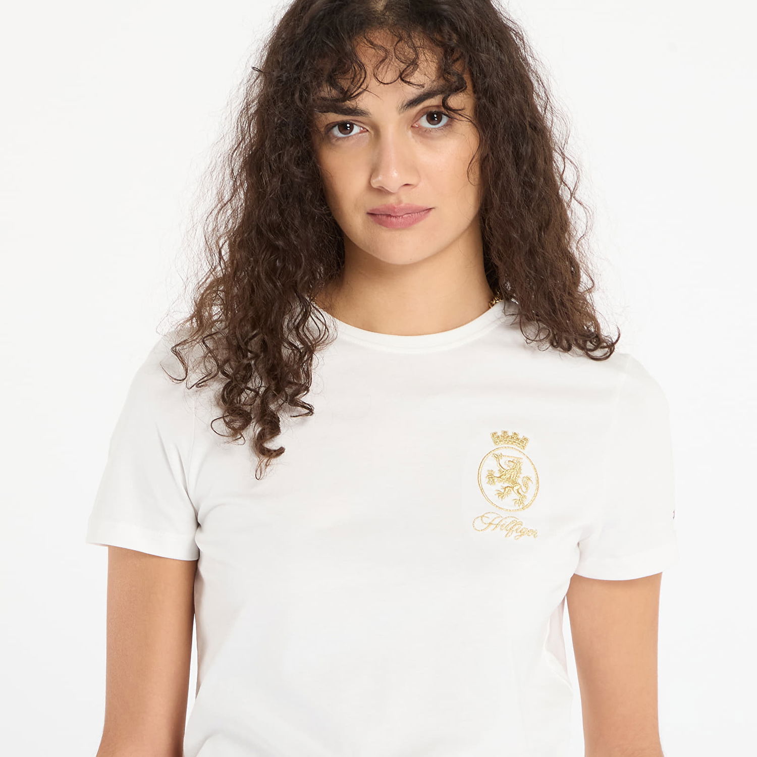 T-shirt Tommy Hilfiger Gold Crest Regular Short Sleeve T-Shirt Vit | WW0WW46153-YBL, 1