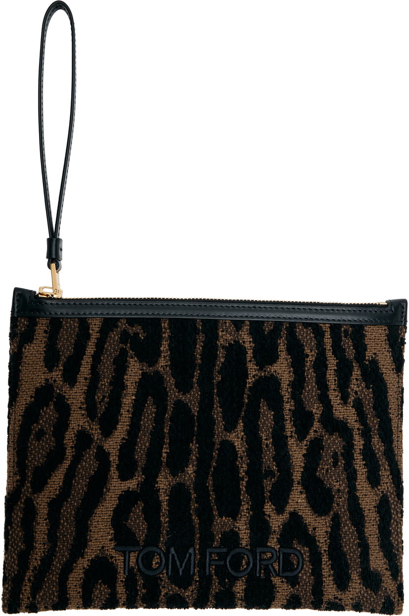 Plånbok Tom Ford TOM FORD Leopard Jacquard Wristlet Pouch Brun | S0522-TSY057G