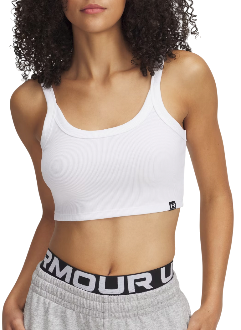 Crop top Under Armour Under Armour UA Rival Rib Cropped Tank Top Vit | 6000265-100