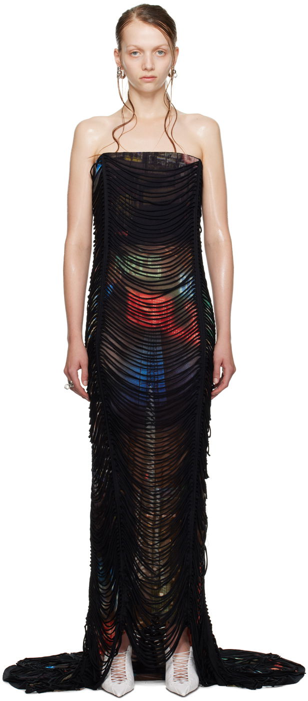 Klä Jean Paul Gaultier Shayne Oliver Edition 'The Long Slashed City' Maxi Dress Svart | 24/27-F-RO148-T551-60405030