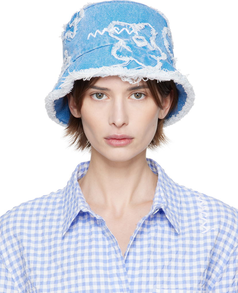 Hatt Marni Marni Patched Denim Bucket Hat Blå | CLMC0146U0 USCX34