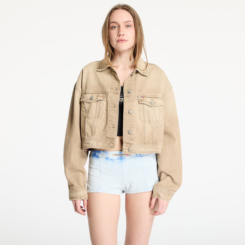 Jacka Tommy Hilfiger Tommy Jeans Oversized Crop Trucker Jacket Beige | DW0DW20118 1CE