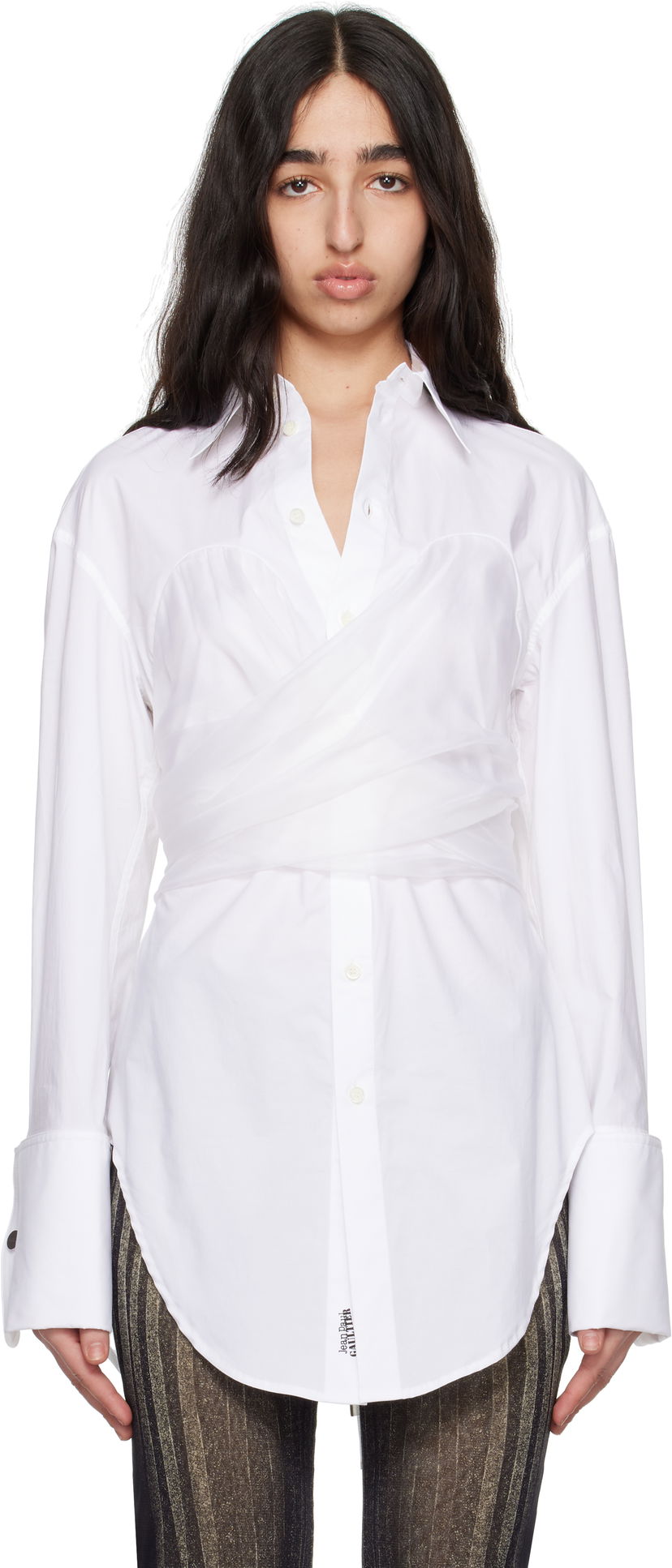 Skjorta Jean Paul Gaultier Jean Paul Gaultier Long Draped Shirt Vit | 25/34-F-CH082-C071-01