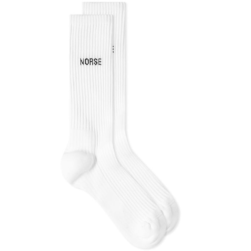 Strumpor NORSE PROJECTS Logo Ribbed Socks Vit | N82-0060-0001