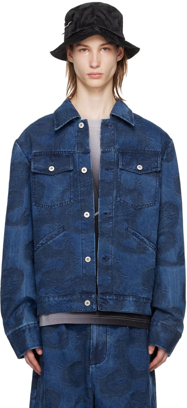 Jacka Feng Chen Wang Feng Chen Wang Dragon Print Denim Jacket Blå | FUS17JK20