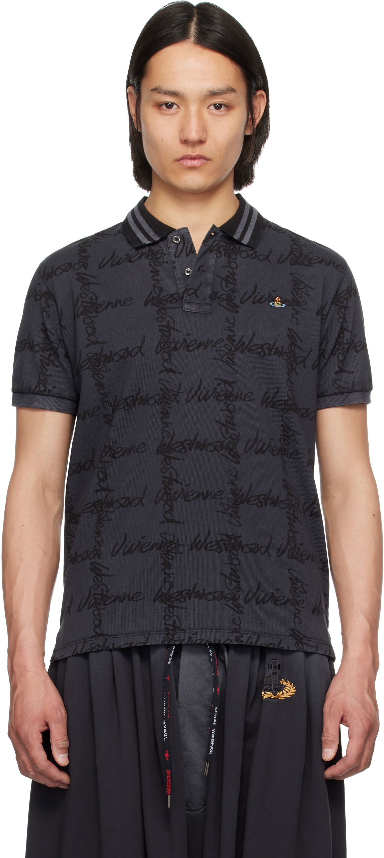 Polotröja Vivienne Westwood Vivienne Westwood Classic Signature Polo Grå | 2H01000I-J008T-, 0