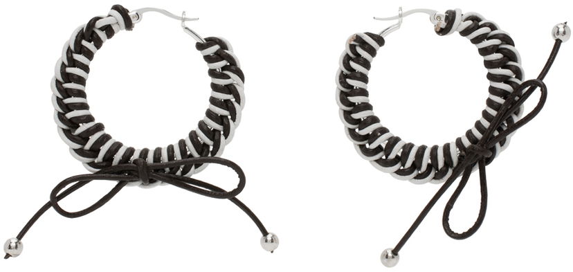 Örhängen Chopova Lowena Nimbus Mini Hoop Earrings with Leather Braid Svart | 6510