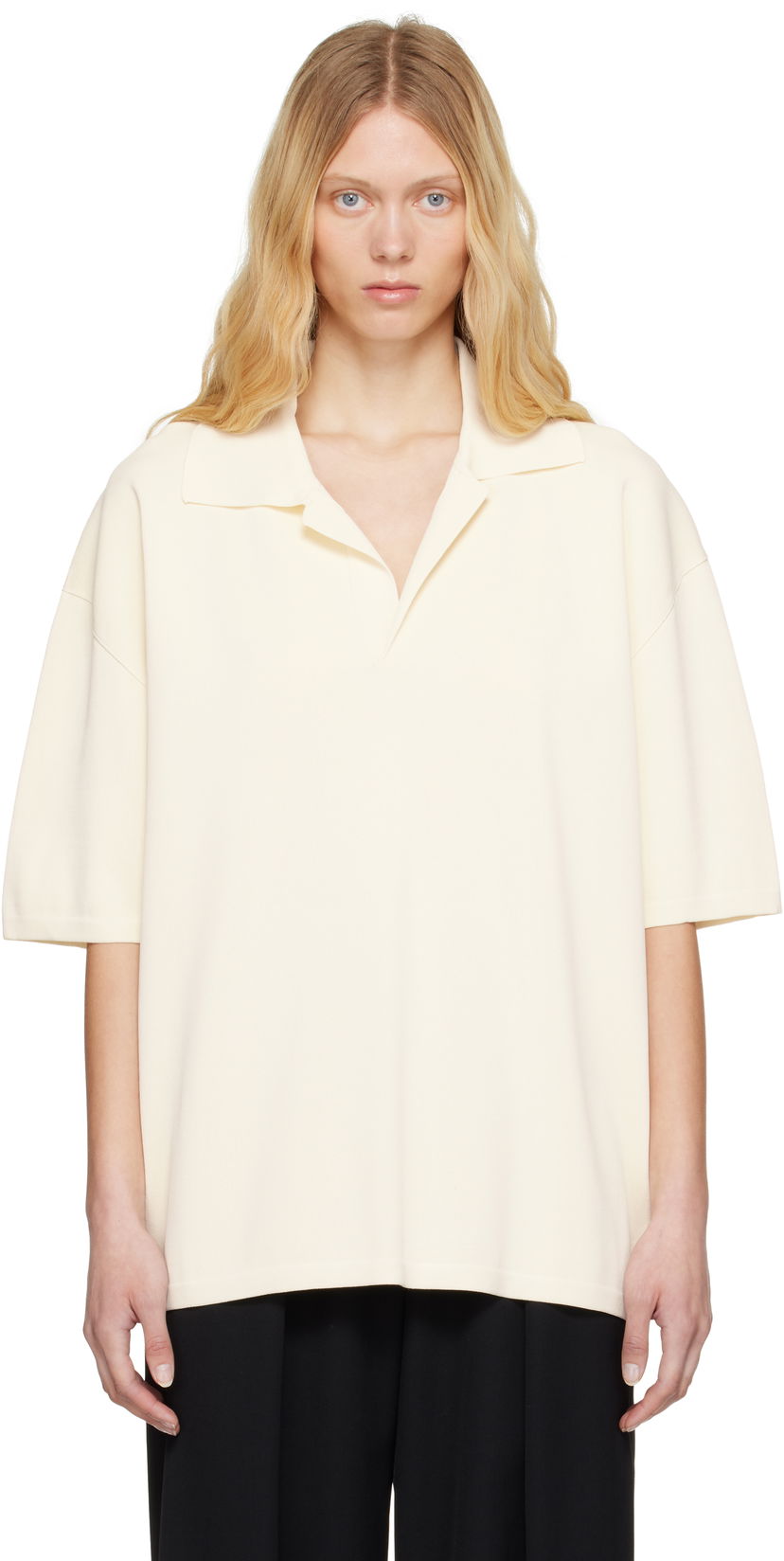 Polotröja AMI AMI Paris Short Sleeve Polo Vit | UPL164.KN0064