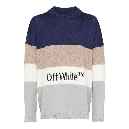 Sweater Off-White Off-White Wool Color-Block Sweater Flerfärgad | OMHE016E19E370323010