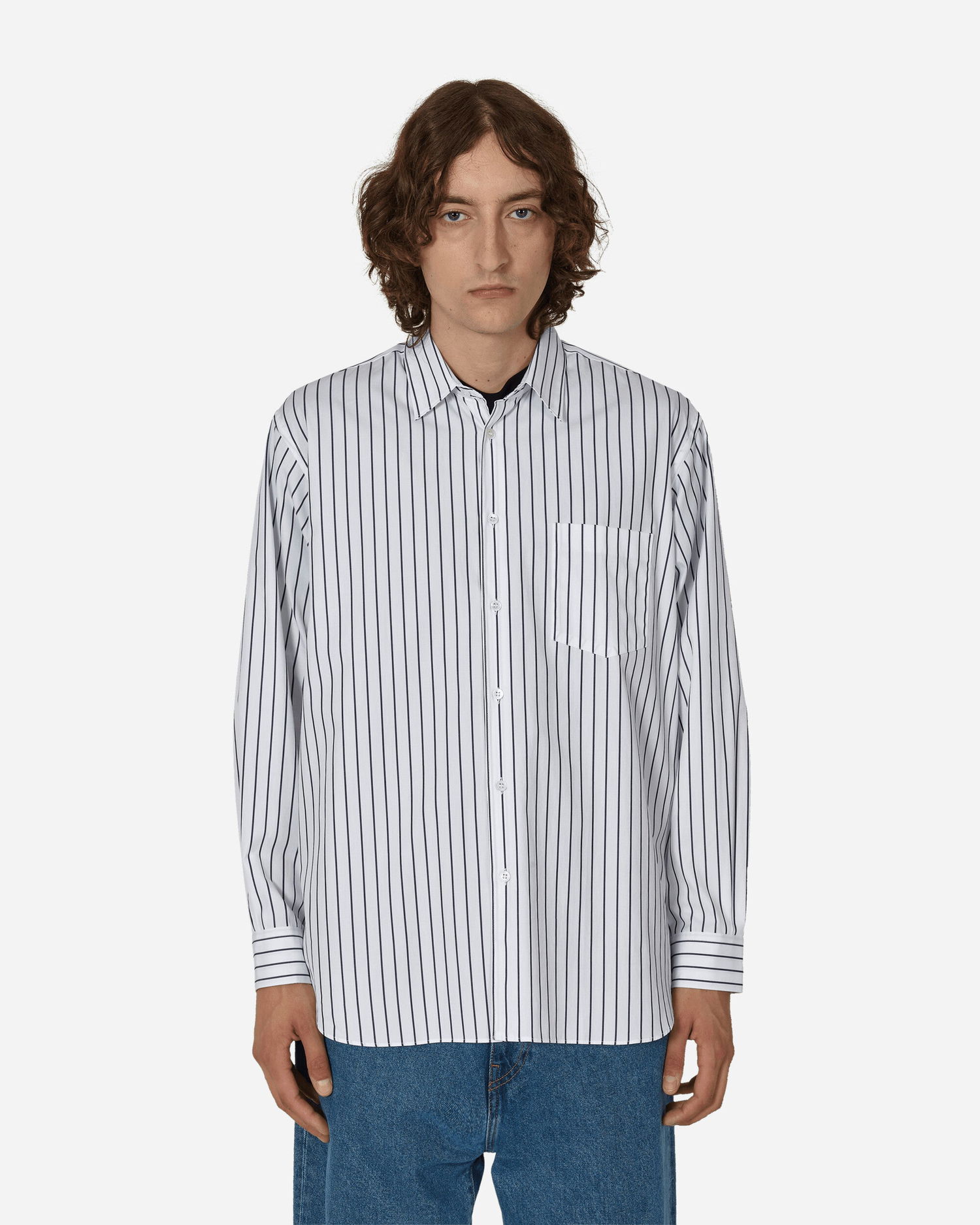 Skjorta Comme des Garçons Woven Stripe Shirt Vit | FZ-B115-PER  119, 0