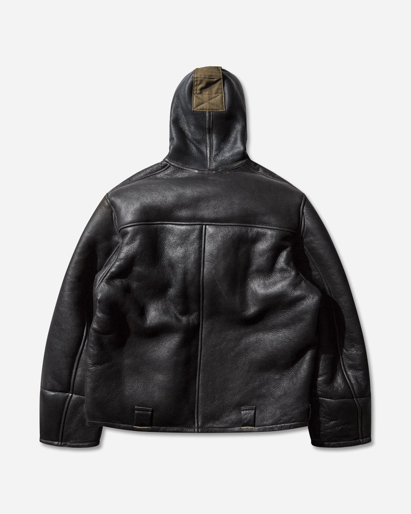 Jacka OUR LEGACY Blizzard Hooded Leather Jacket Svart | W4259BN 001