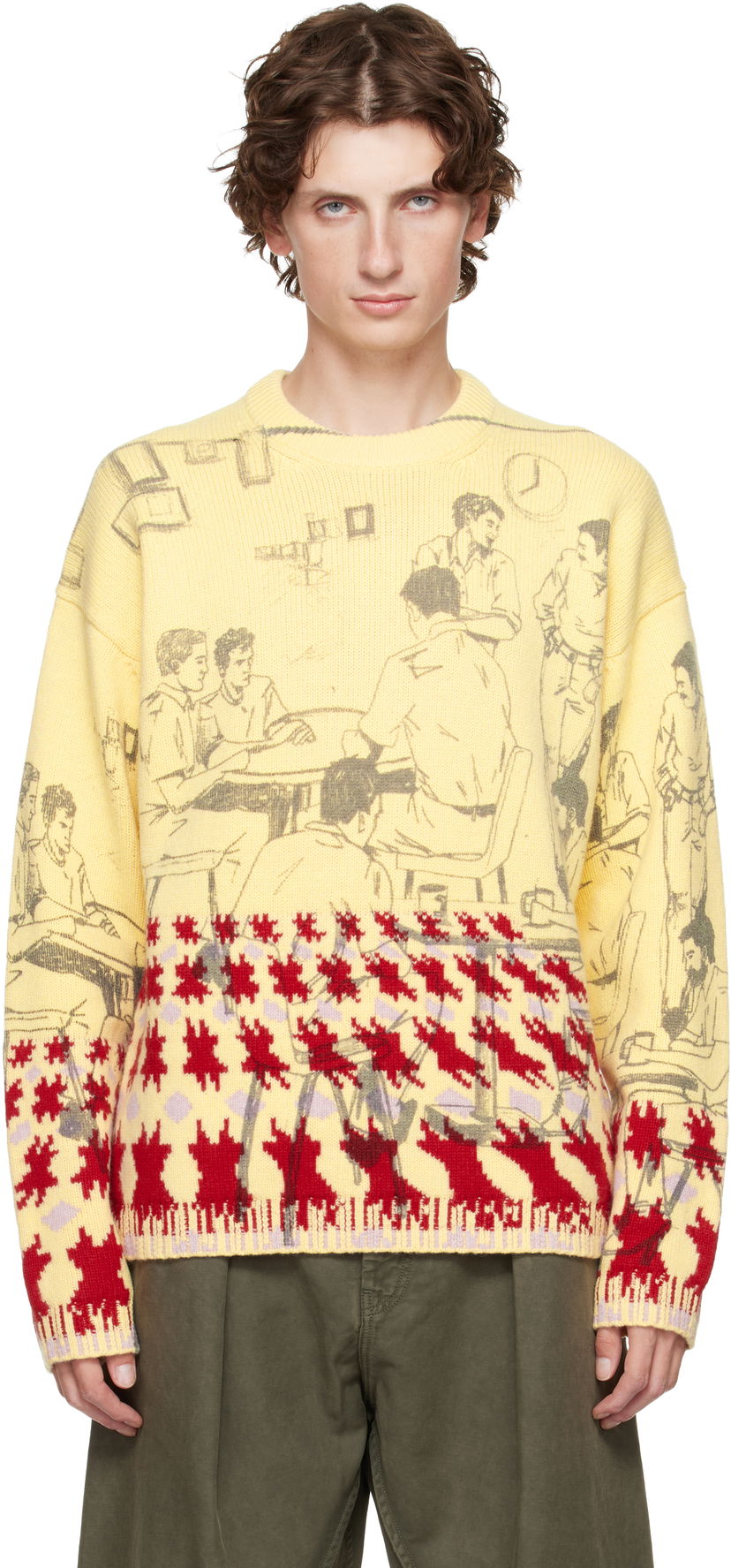 Sweater JW Anderson Jacquard Knit People Graphic with Abstract Motif Sweater Flerfärgad | KW1439-YN0373