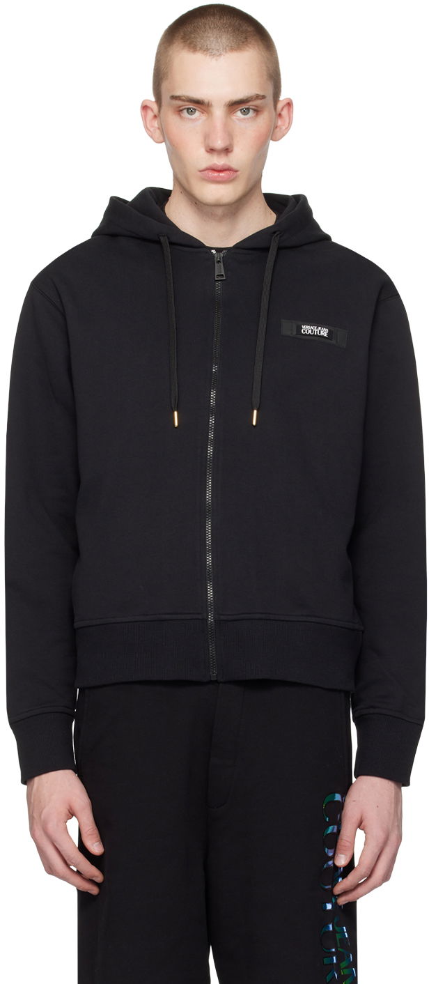Sweatshirt Versace Jeans Couture Black Patch Hoodie Svart | E76GAIE05_ECF00E