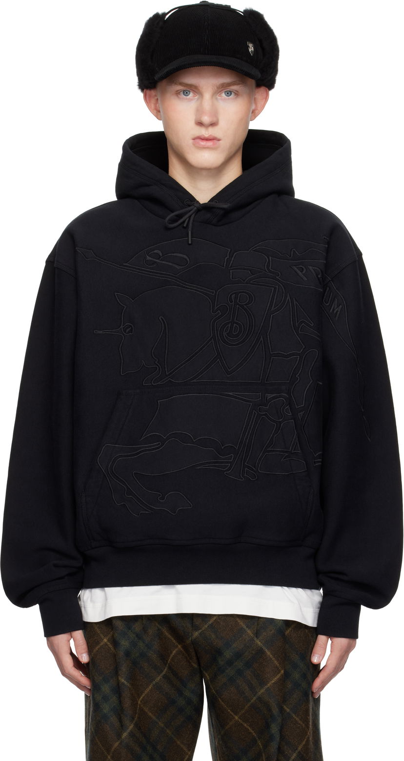 Sweatshirt Burberry Embroidered EKD Hoodie Svart | 8098214