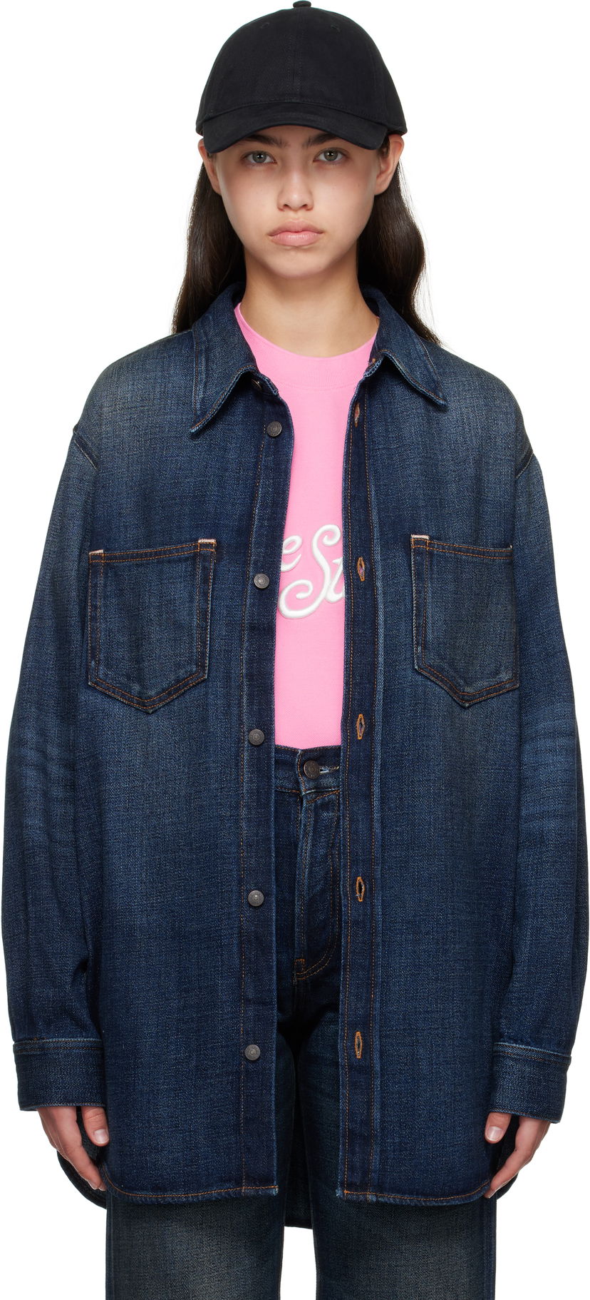 Skjorta Acne Studios Acne Studios Denim Button-Up Shirt Blå | CB0112-