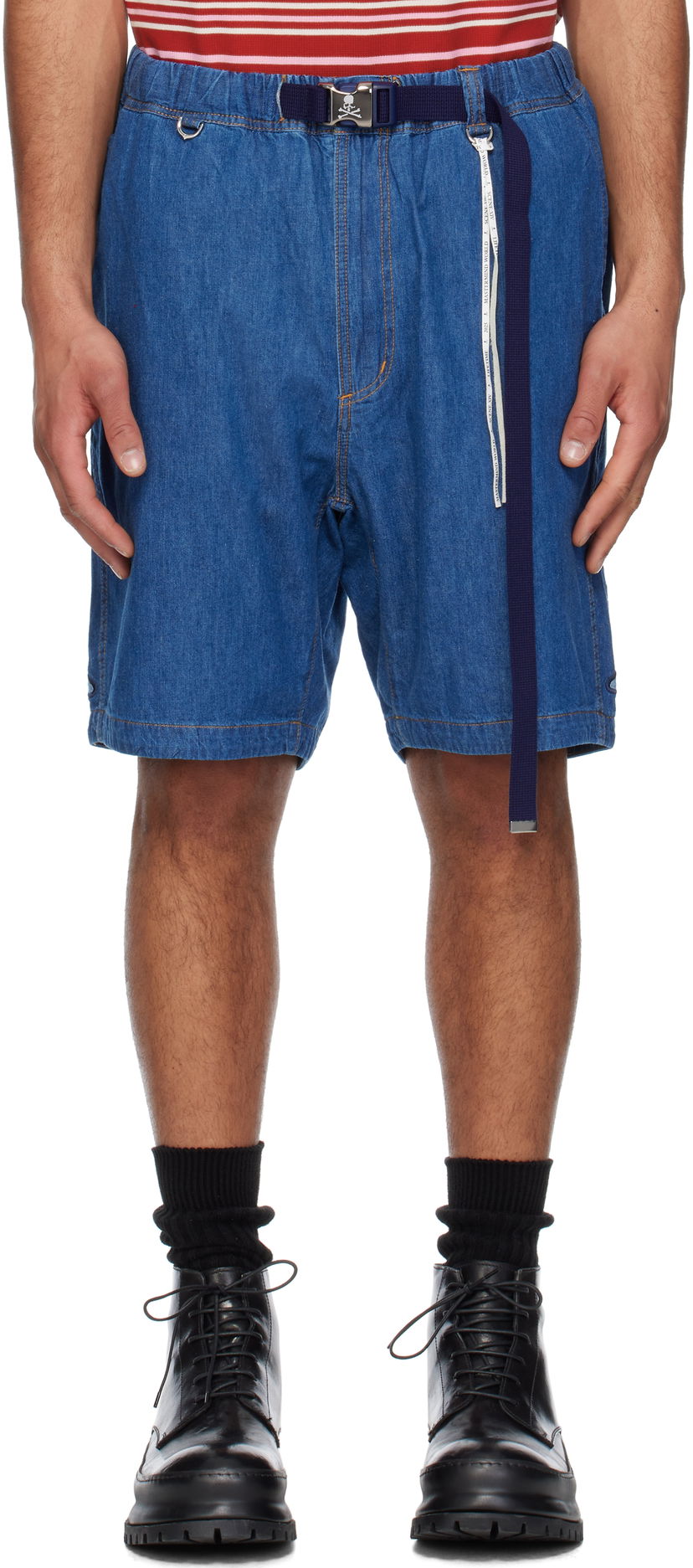 Shorts Mastermind WORLD Mastermind World Belted Easy Denim Shorts Blå | MW25S14-PA007-002