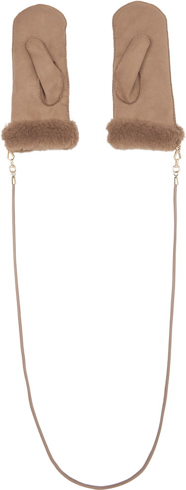 Handskar Max Mara Shearling Mittens with Cord Beige | 2524566092600, 1