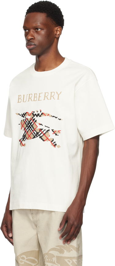 T-shirt Burberry Cross Stitch EKD Cotton T-Shirt Vit | 8110116, 3