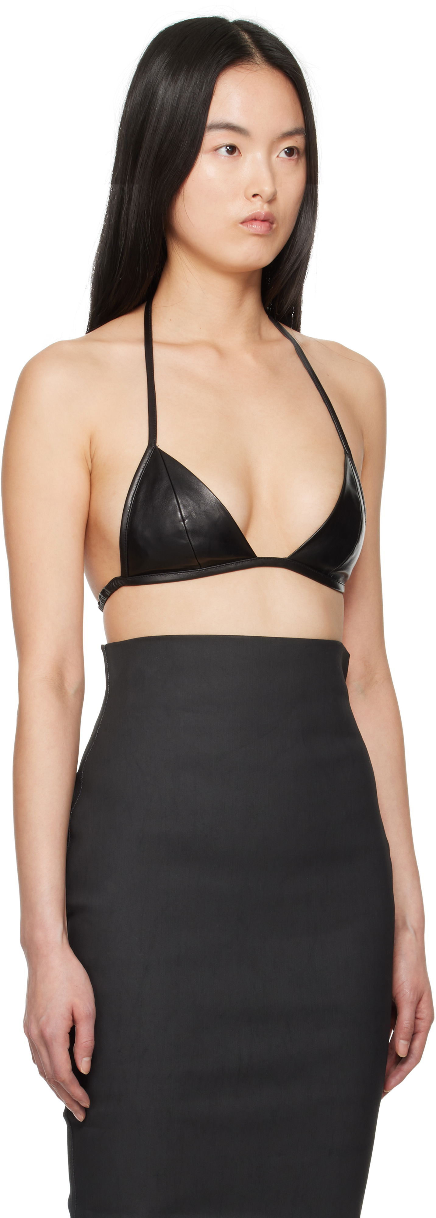 Behå Rick Owens Rick Owens Hollywood Leather Triangle Bra Svart | RP01E7091 LBY, 1
