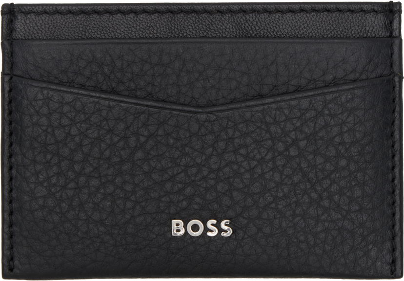 Plånbok BOSS Leather Cardholder Svart | 50529515