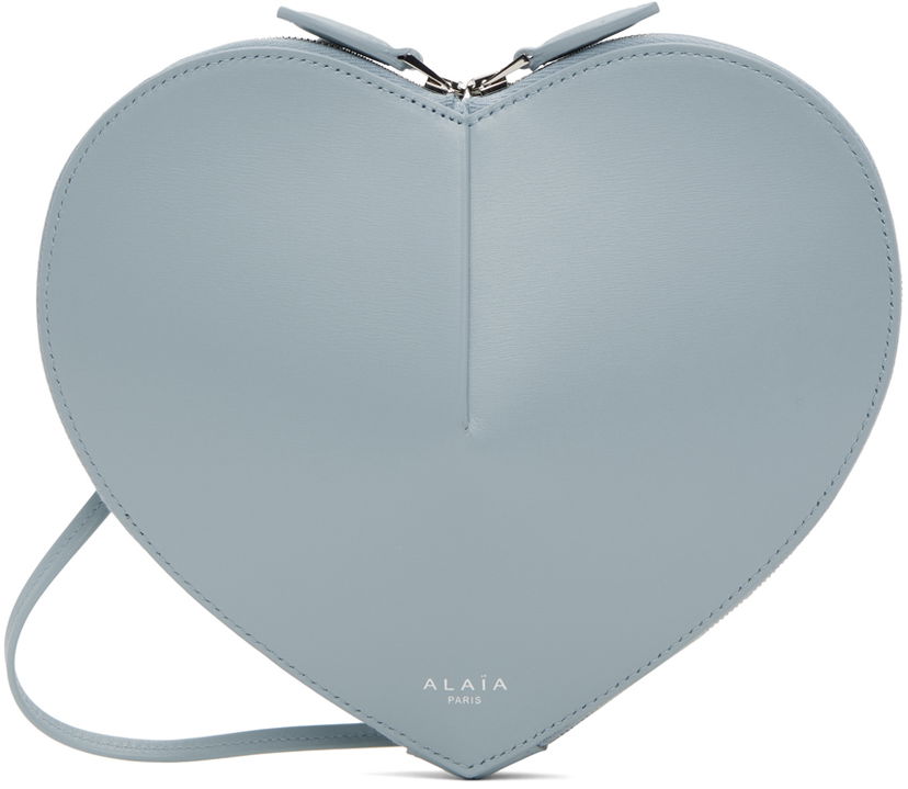 Axelväska Alaïa Heart Shaped Leather Crossbody Bag Blå | AA1P003C0Y75