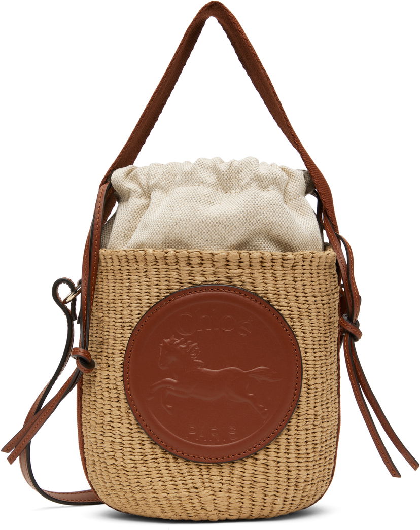 Handväska CHLOÉ Chloé Small Horse Medal Basket Bag Beige | CHC25SS592O82