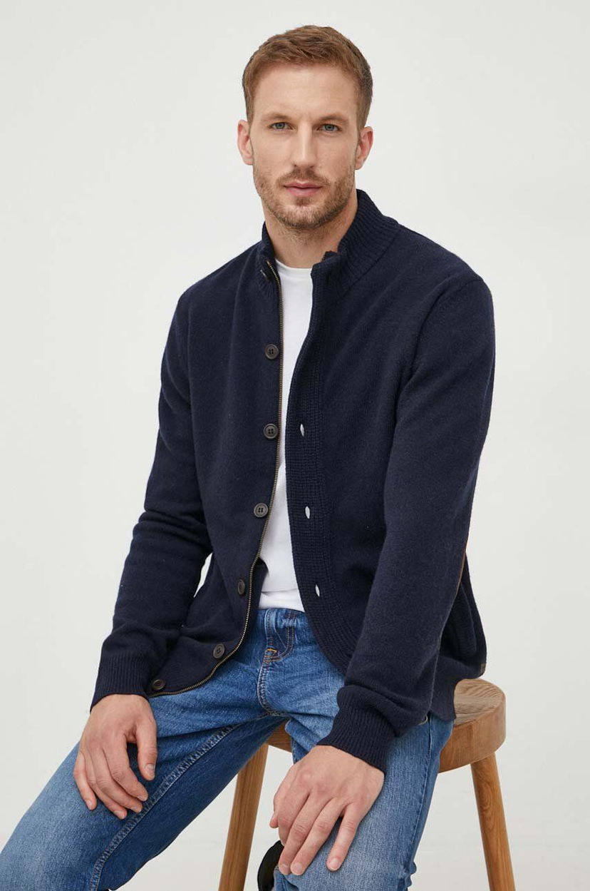 Sweater Barbour Wool Button-Up Cardigan Mörkblå | MKN0731