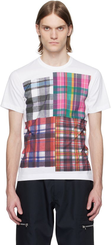 T-shirt Comme des Garçons Comme des Garçons Shirt Tartan Square Print T-Shirt Vit | FO-T007-051, 0