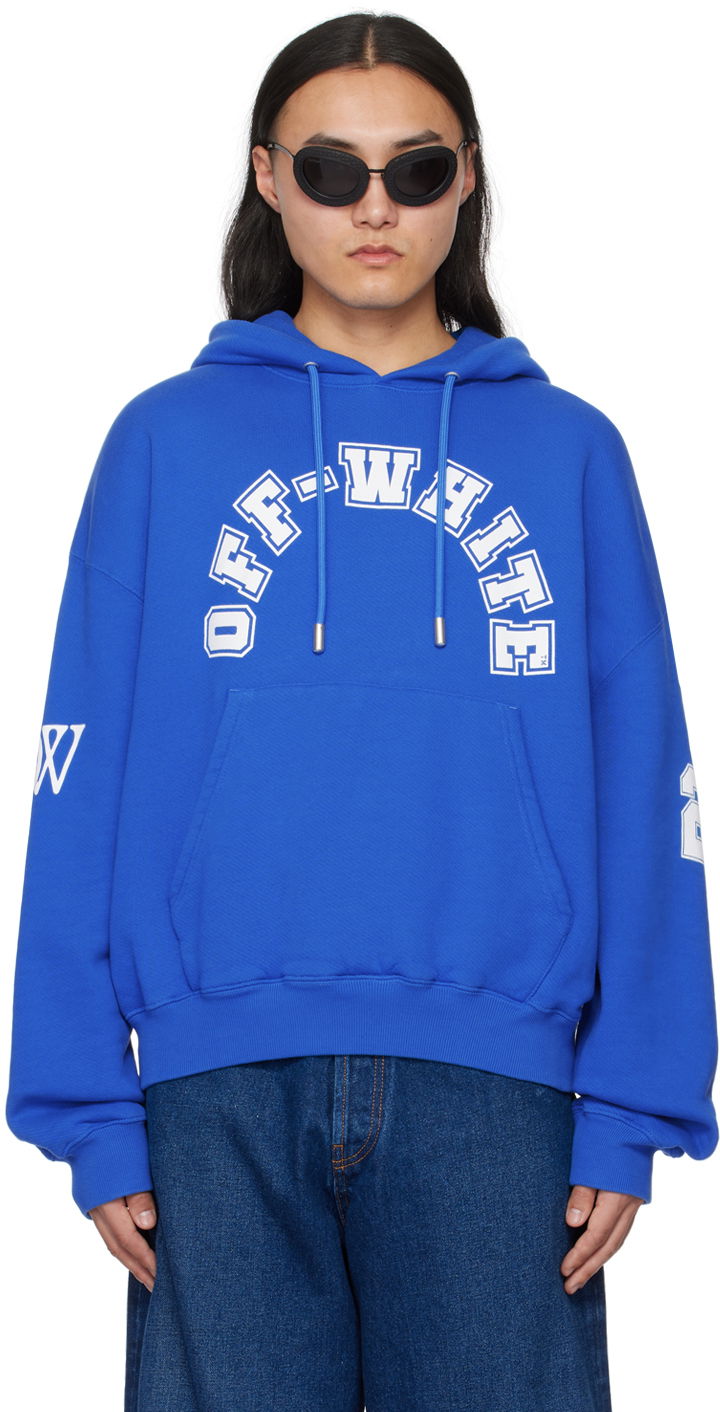 Sweatshirt Off-White Football Over Hoodie Blå | OMBB118S24FLE0054601