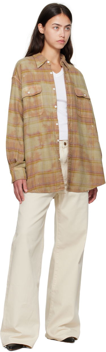 Skjorta R13 R13 Boyfriend Plaid Shirt Beige | R13WR415-R550B, 3