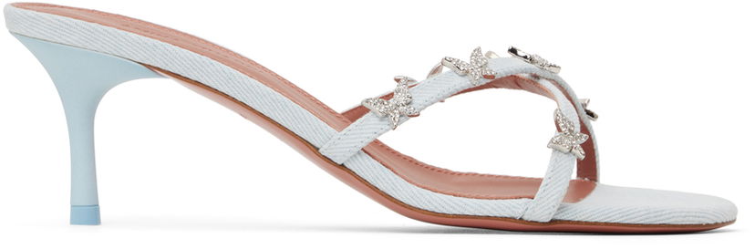 Tillbehör Amina Muaddi Amina Muaddi Debora 60 Heeled Sandals Blå | DEBORA SLIPPER 60 ROUNDED DEN