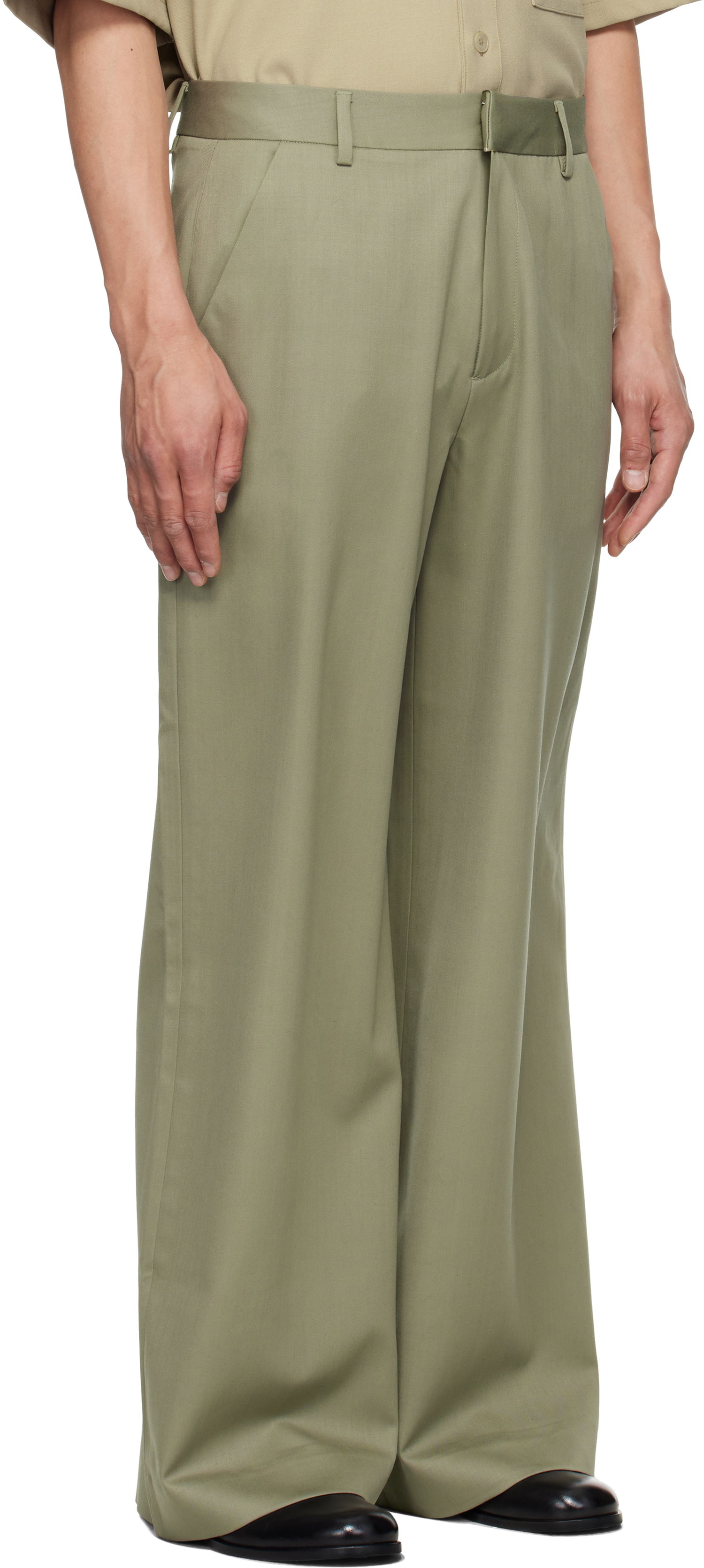 Byxor Entire Studios Entire Studios Wide-Leg Trousers Grön | ESU-S25-3003-KG, 1