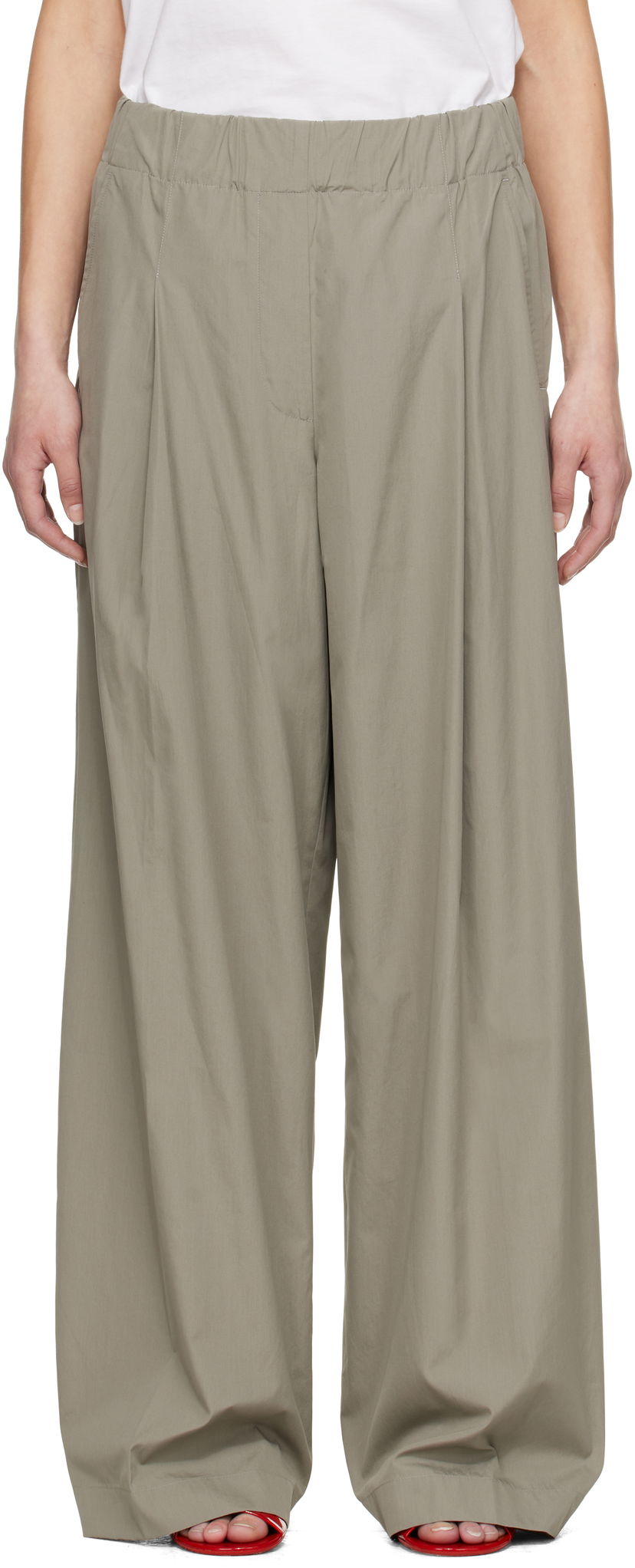 Byxor Dries Van Noten Dries Van Noten Wide Pleated Trousers Grå | 251-010909-1374