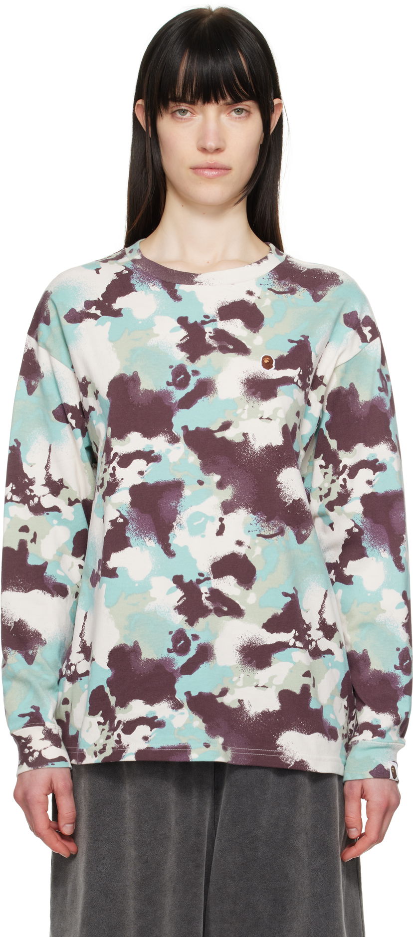 T-shirt BAPE A Bathing Ape Map Camo Long Sleeve T-Shirt Flerfärgad | 001LTL302001L