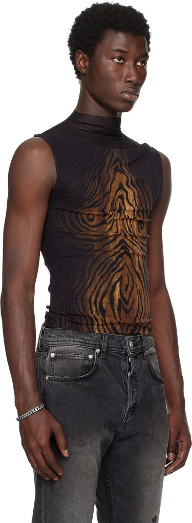 Linne Jean Paul Gaultier Jean Paul Gaultier Double Layered Wood Print Tank Top Brun | 25/03-W-TO315-M002P-0060, 4