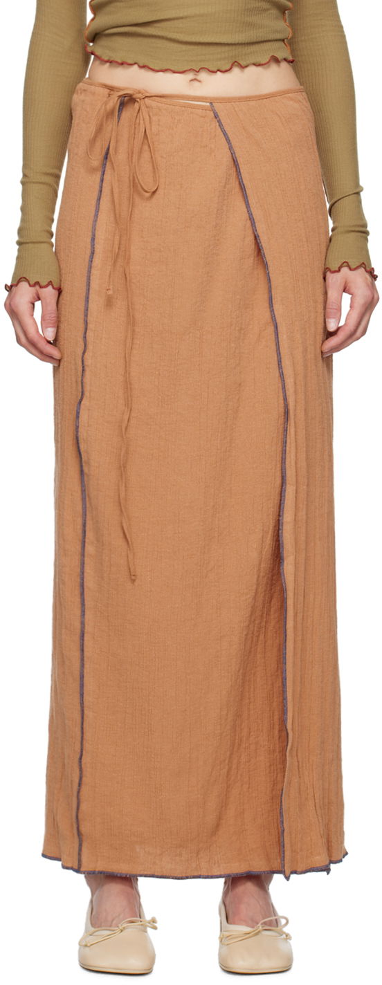 Kjol Baserange Maxi Skirt with Front Slits Beige | SKSKW-CL-AU24