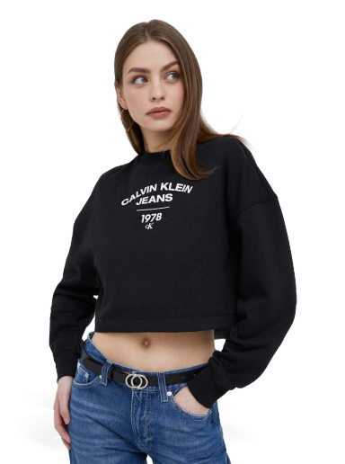 Sweatshirt CALVIN KLEIN University Cropped Sweatshirt With Logo Svart | J20J221334