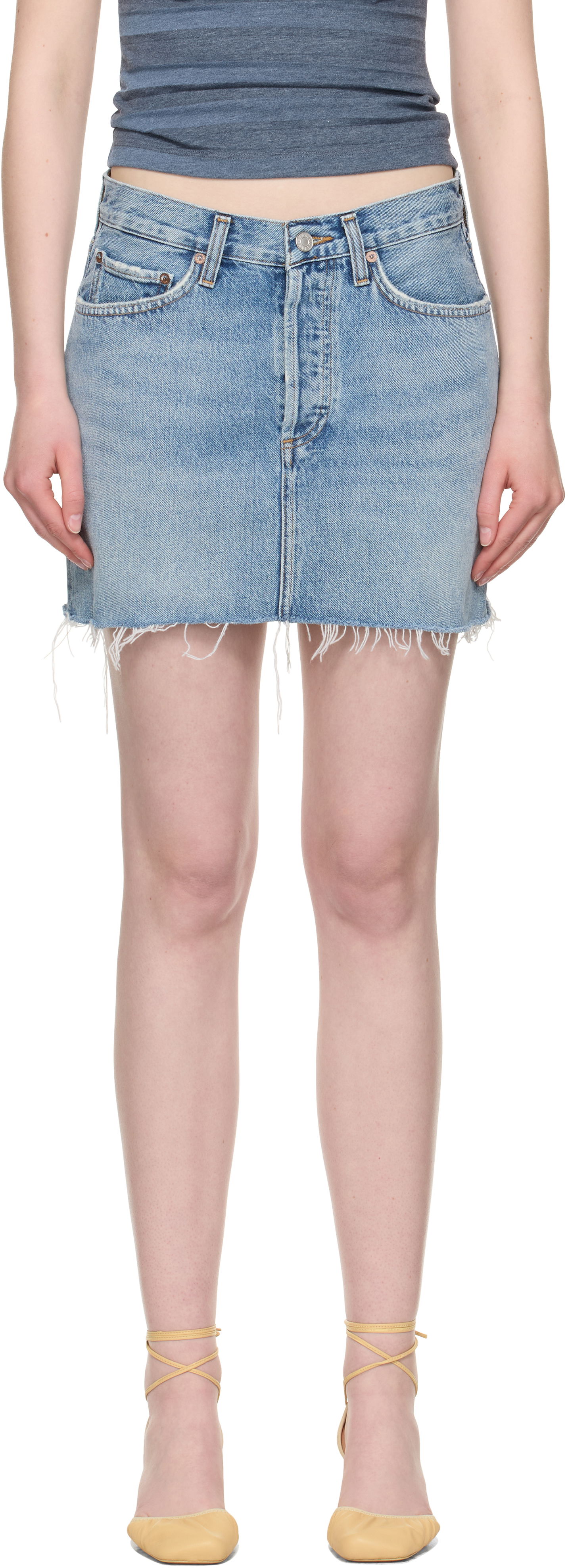 Kjol AGOLDE AGOLDE V-Waist Denim Miniskirt Blå | A3067-1206, 0