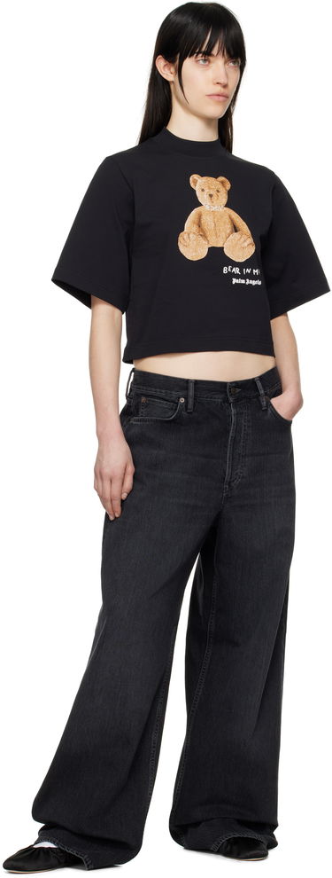 Crop top Palm Angels Palm Angels 'Bear In Mind' Cropped T-Shirt Svart | PWAA020S25JER0051060, 3