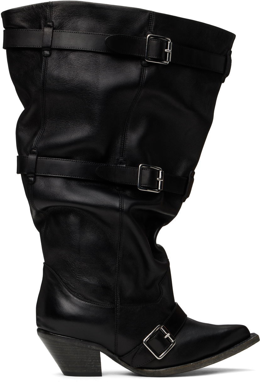 Skovård R13 R13 Buckled Slouch Cowboy Boots Svart | R13WS114-S153A