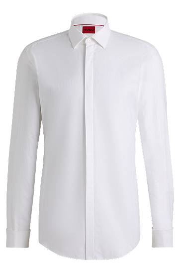 Skjorta BOSS Slim-Fit Cotton Blend Shirt Vit | 50539770