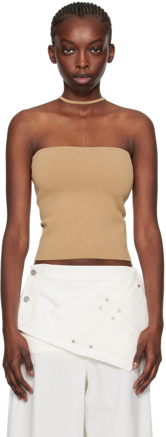 Linne Dion Lee Dion Lee Reverse Halter Tank Top Beige | C7272SS24